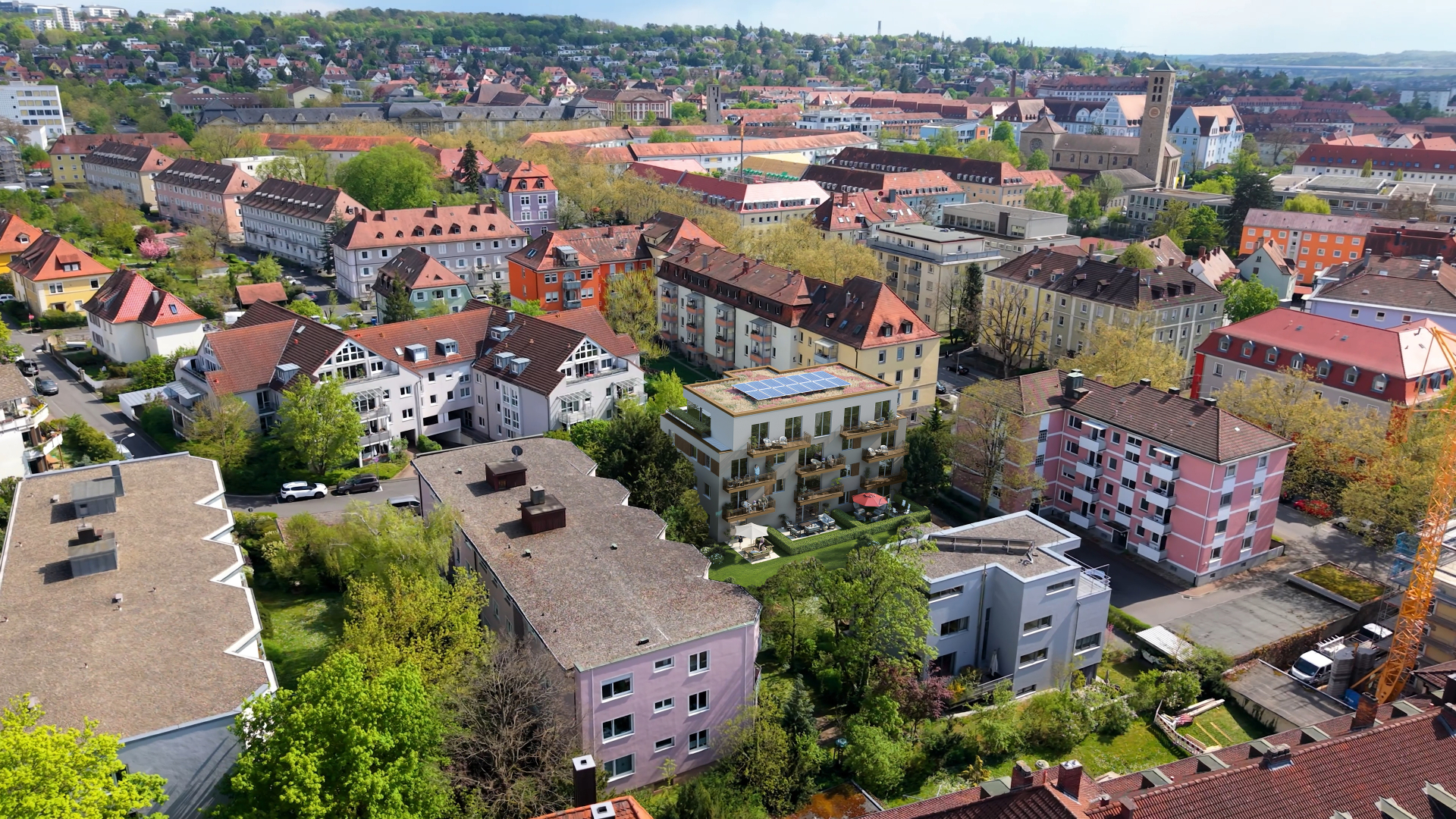 Luftaufnahme SEINSHEIM 3B mit Blick über Würzburg-Frauenland